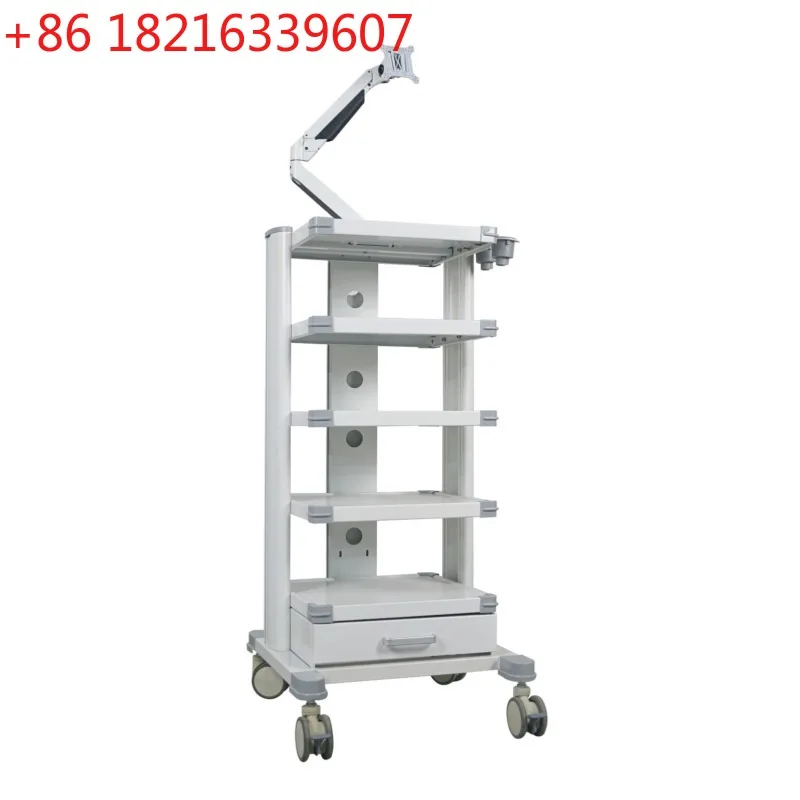 YAO Modern Hospital Cart with Wheels Metal Construction for 26-32 Inch Displays Medical Laptop Trolleys 4K Endoscopes Camera Sys