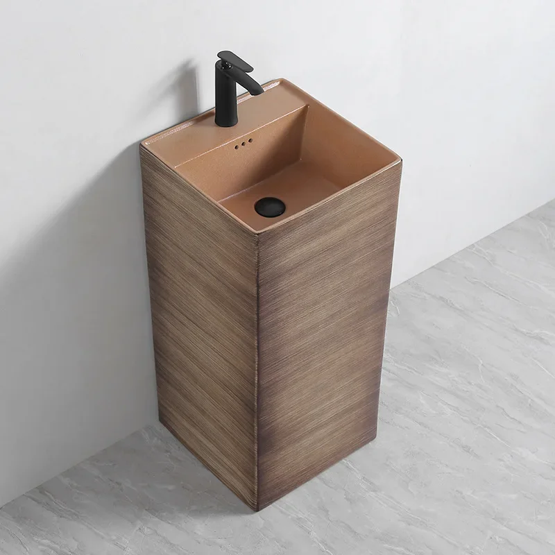 Integrated column type washbasin retro ceramic washbasin bathroom balcony integrated type