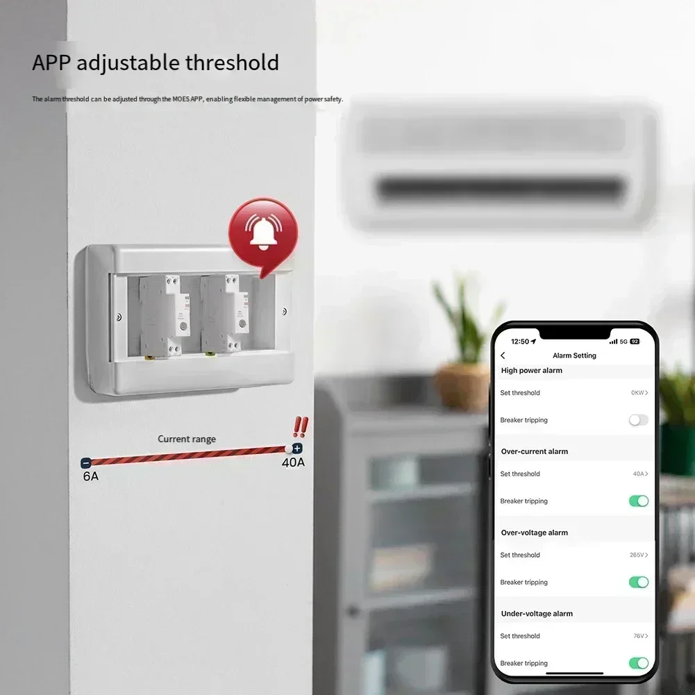 

Совместим с интеллектуальными автоматическими выключателями Tuyas 6-40 А, с мониторингом мощности, порогами сигнализации и огнестойкими мониторами мощности.