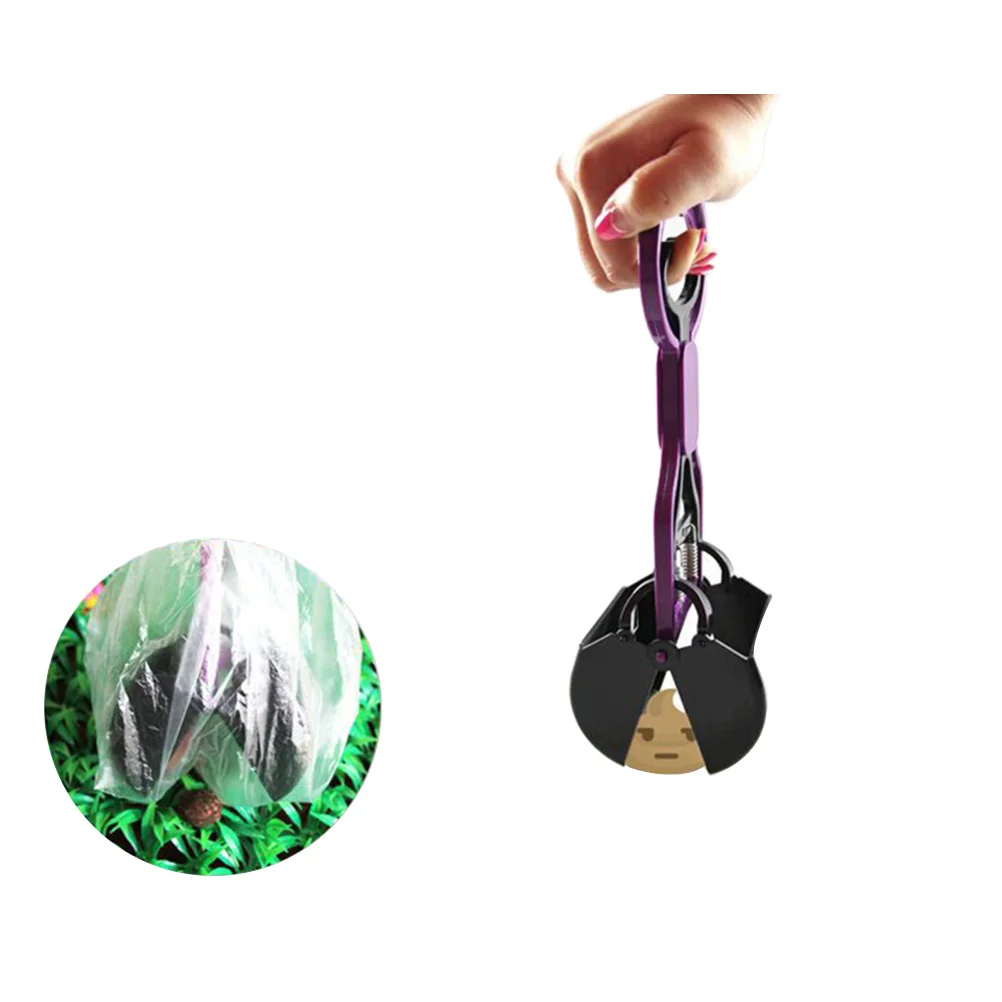 

Pet Poop Scooper Purple Abs Plastic Durable Dog Waste Picker Strong Spring Clamp For Home Backyard Park Cleaning Portable
