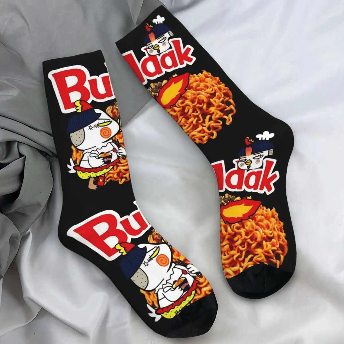 Fideos de pollo picantes Buldak, calcetines Ramen con sabor a pollo caliente, medias de moda, calcetines Unisex antisudor para hombres, calcetines suaves para correr