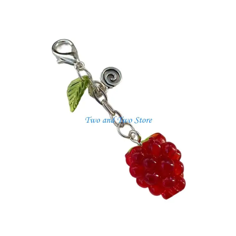 HX6F Raspberry Inspired Keychain Charm with Bead Cluster, Detail and Lobster Clasp for Bags, Backpacks and Rings