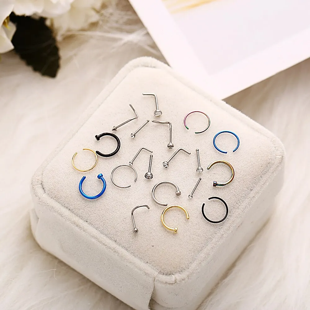 22 Pcs Of Suit Fake Nose Ring Earrings Fashion Punk Non-nose-piercing Septum Women Jewelry image 5