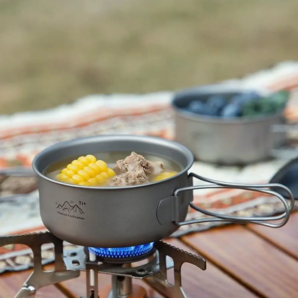 Ultraleichter Titan-Campingtopf, faltbar, tragbar, für Picknick, Camping, Instant-Nudelschüssel, Outdoor-Camping-Kochzubehör – Detail 16