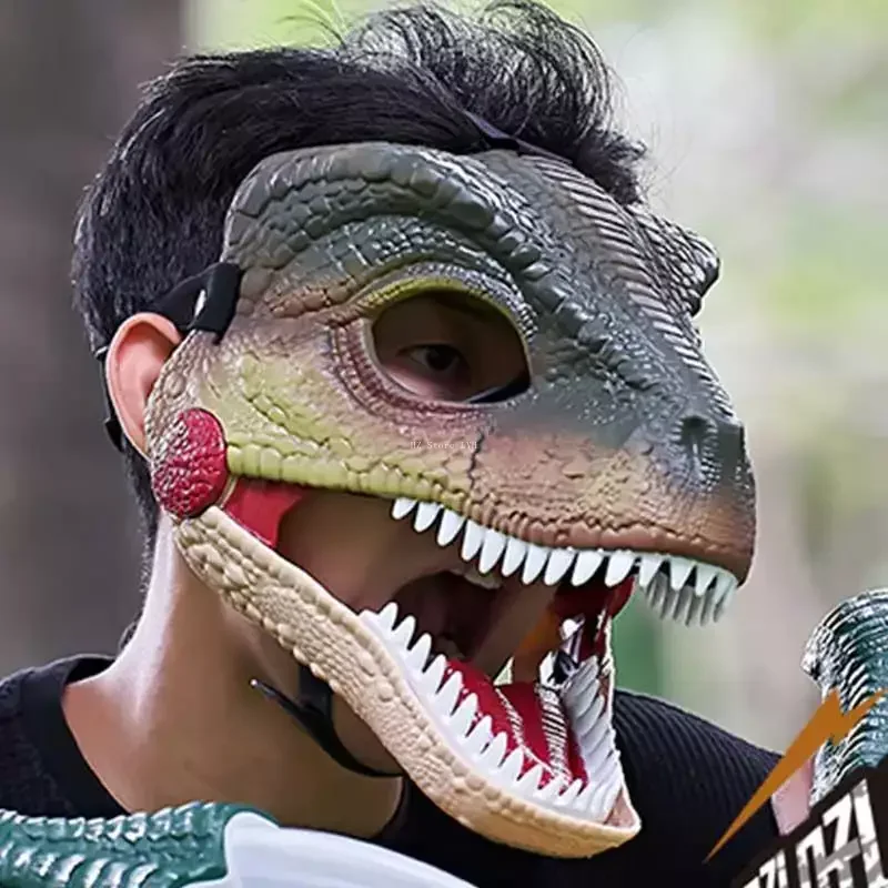 Jurassic World Toy Dinosaur Mask with Opening Jaws & Sound Effect Hard Plastic Velociraptor Masks Dino Toys for DIY Kids Gift