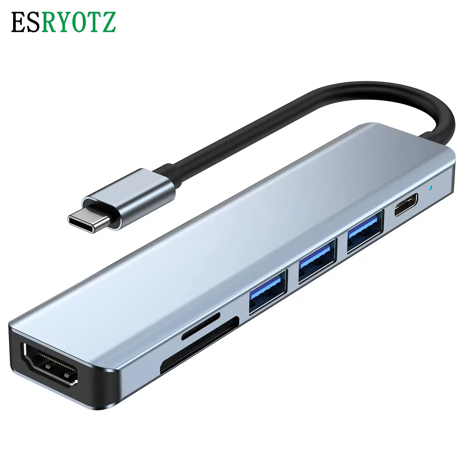 

4k HDMI-compatible USB Type C Hub TF/SD Card Reader 7 in 1 PD100W Multi Port Adapter Port for MacBook for Notebook Laptop