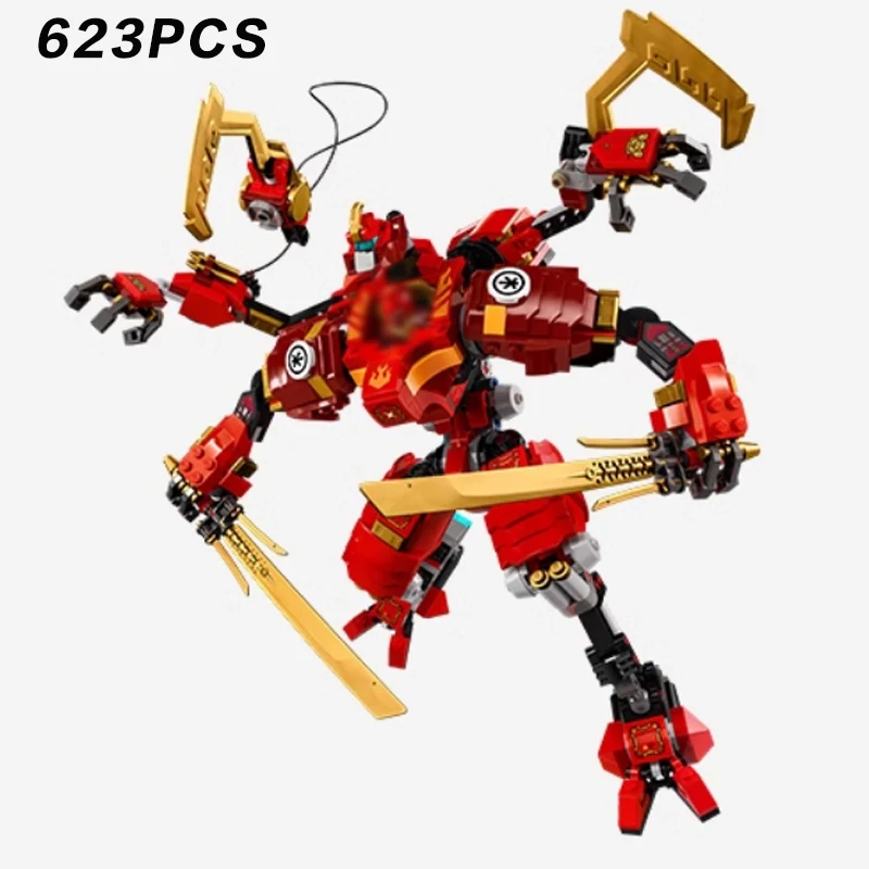 71812-red-dual-blade-mech-building-block-robot-model-children's-educational-toy-boy-diy-hobby-collection-holiday-gift