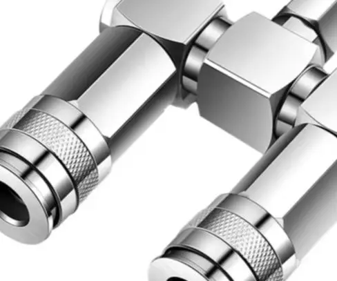 1/4 In NPT 2 Way Air Hose Splitter Fittings Swivel 360 Degrees Carbon Steel Connector For Air Compressor Tools Accessories