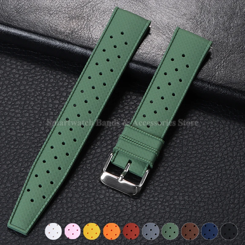 Tropic Silicone Watchbands Quick Release Rubber Watch Straps 18mm 20mm 22mm Breathable Bracelet Waterproof Sport Wrist Band