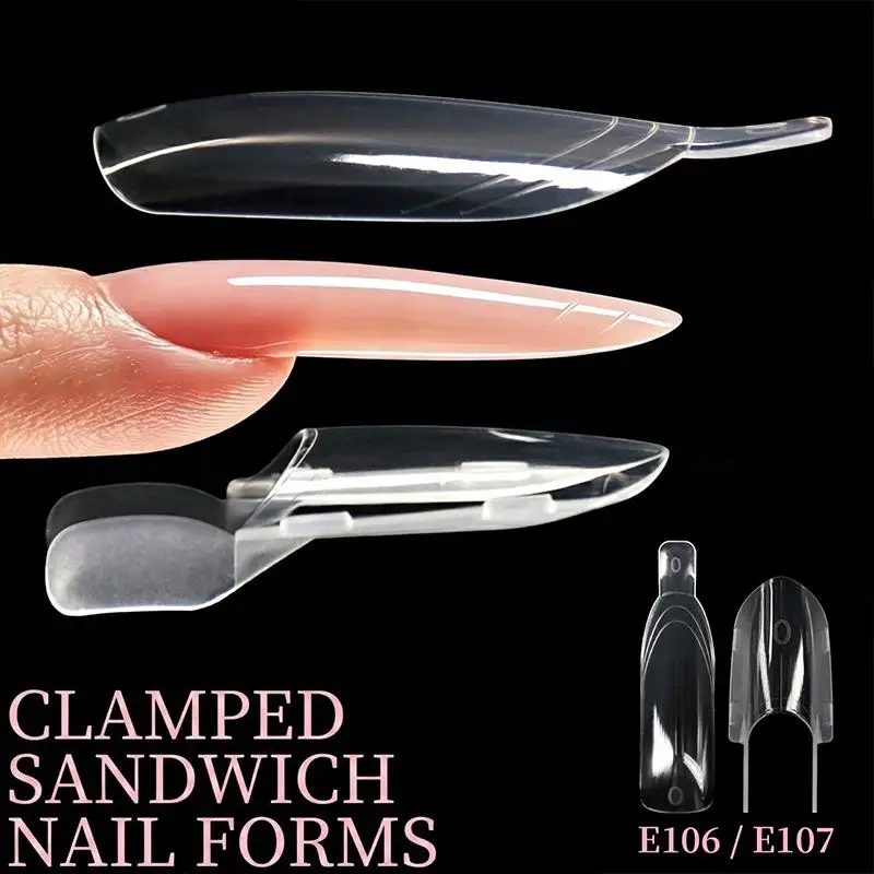 2026 NEW 60Pcs Rocket Clear Dual Nail Forms Reusable Full Cover Quick Extend Nail Mold DIY Manicure Nail Art Accessories