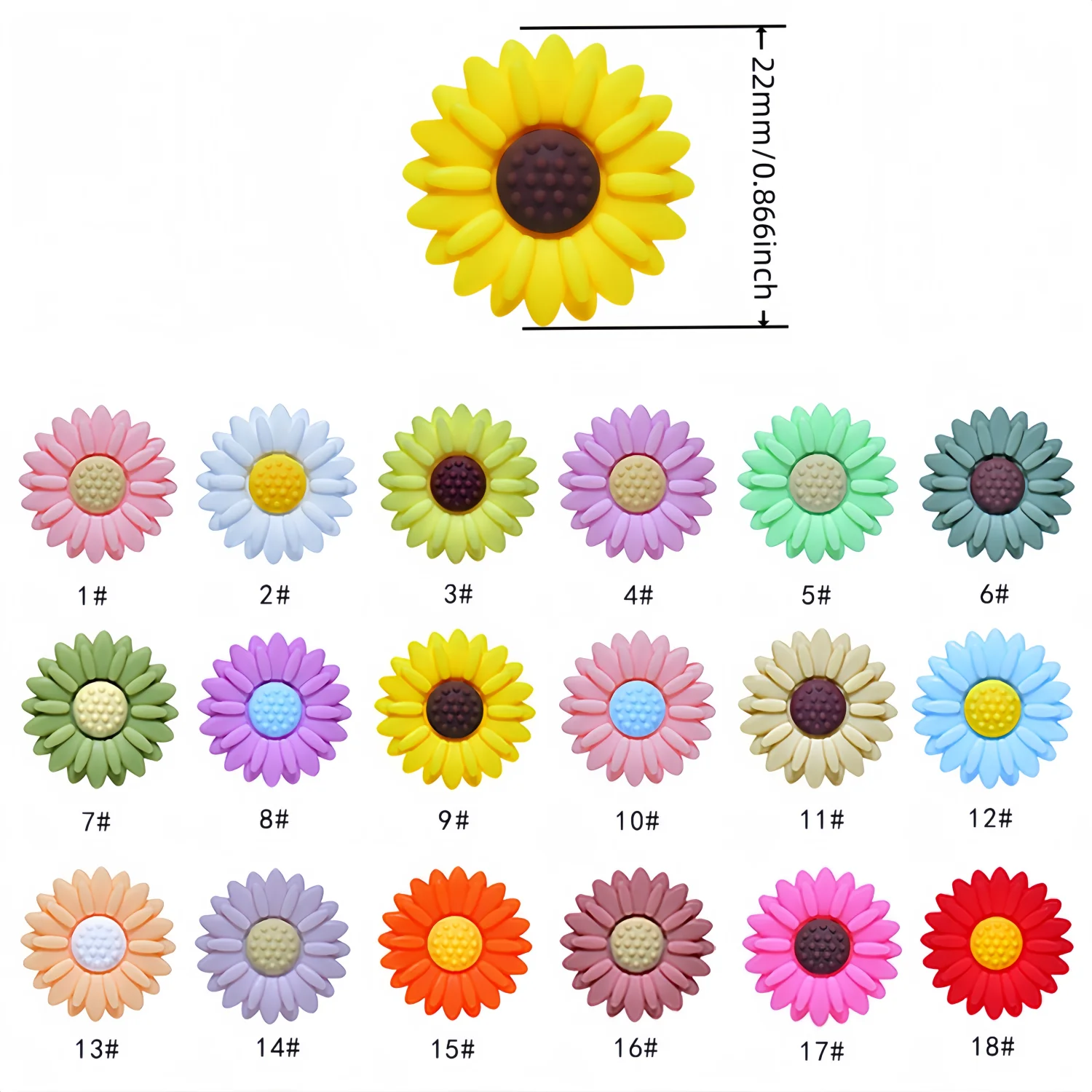 5/8pcs Silicone Focal Beads for Pens, 22mm Sunflower Silicone Beads,8pcs Daisy Silicone Focal Beads, Silicone Shaped Beads for K