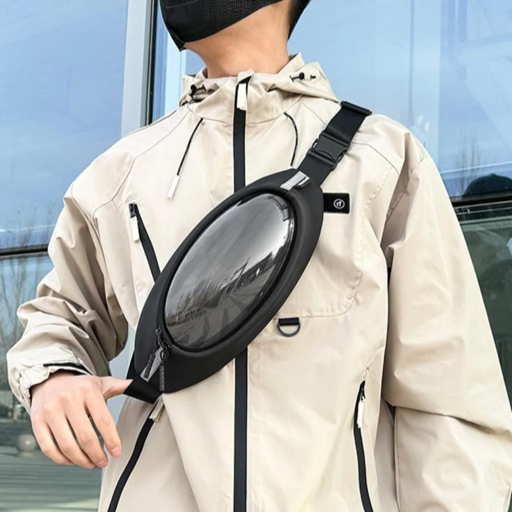 Trendy Transparent Men's Chest Bag Waterproof Light Weight Crossbody Sling Bag Commute Fitness Travel Shoulder Bag Unisex