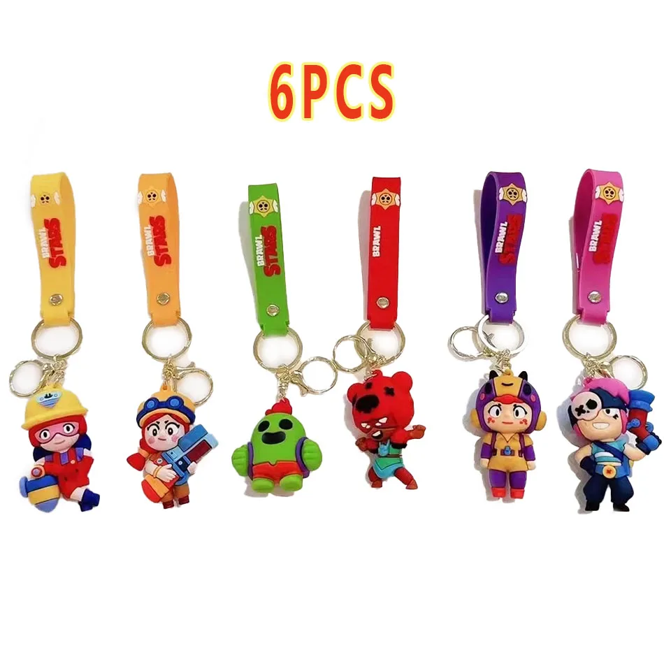 New Brawl Stars Creative Wilderness Battle 3D Stitch Doll Key Keychain Cute Nita Jie Xibeiya Car Keychain Pendant Christmas Gift