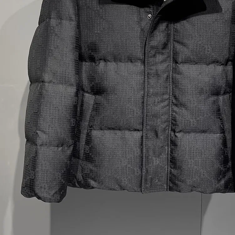 Original Design ort Puffer Jaet Men's Stand Collar Bla Thiened Casual Du down Coat Youth Faion Polyester Nylon Co...