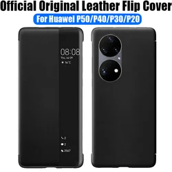 Official Original Smart View Wake Up Sleep Call ID Leather Flip Cover Case for HUAWEI P60 P50 Pro P40 P30 P20 Pro