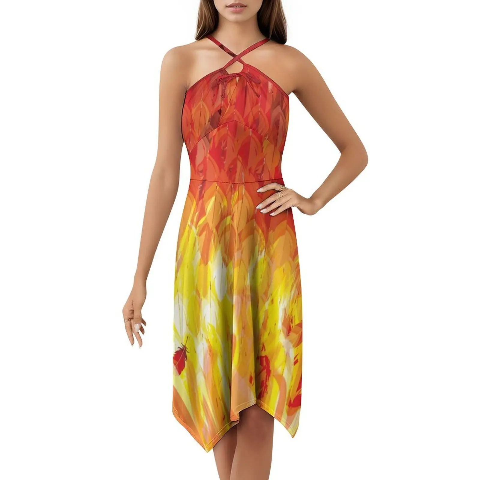 Феникс из пламени Платье в корейском стиле для женщин Элегантное повседневное платье для вечеринки или повседневного ношения Hot Heat Bird Birb Phoenix