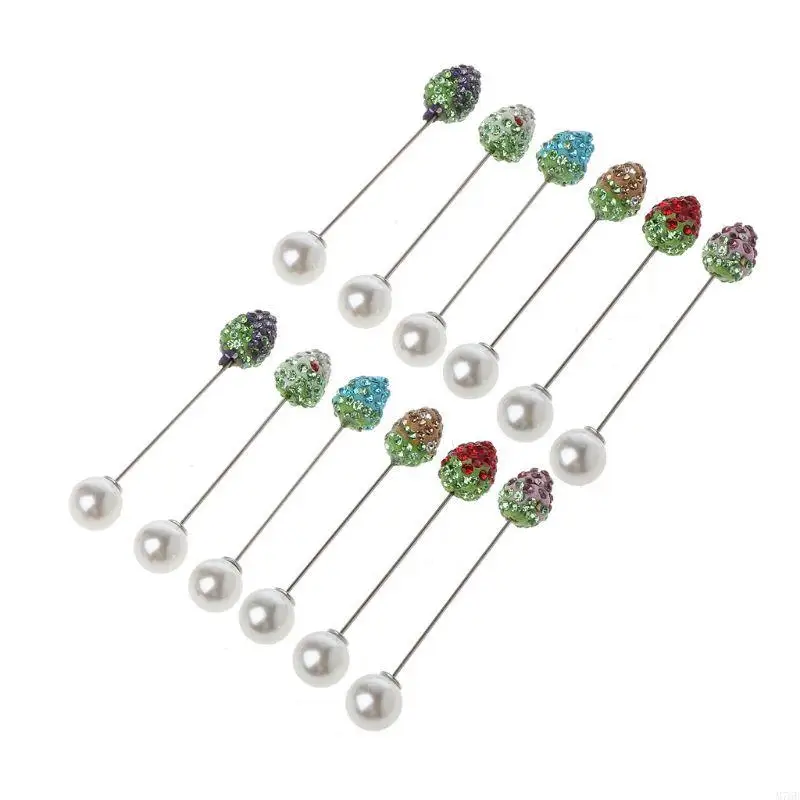 M76B 12 PCS Muslim Hijab Pins Brooch Islamic Scarf Pearl Clips Neck Clip Turban Accessories All-match Gift for Ladies