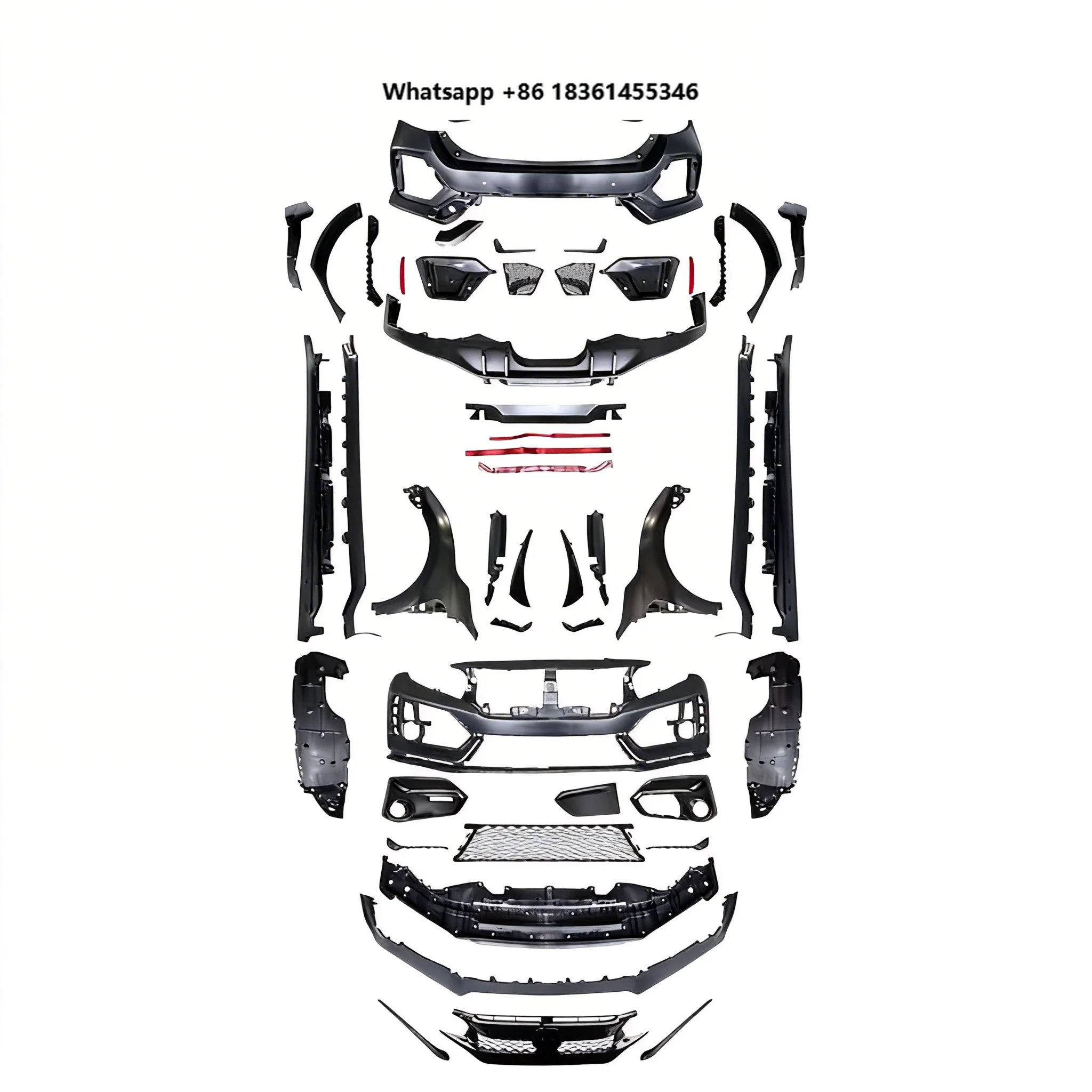For FK8 Type R 1:1 Scale Car Bumpers Front Bumper Grille Hood Fender Wheel Upgrade Kit Bolt-On New Factory Price