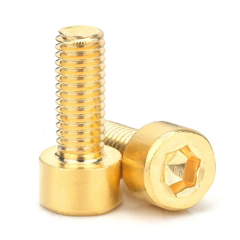 10pcs/lot M3 M4 M5 M6 M8 Pure Brass Hex Hexagon Socket Cap Head Screws DIN912