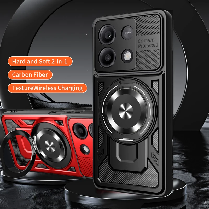 

Built-in Metal Plate For Redmi 14C Note 13 Pro Plus 4G A4 5G Magnetic Phone Case Silicone Soft Protect Armor Bracket Cover Cases