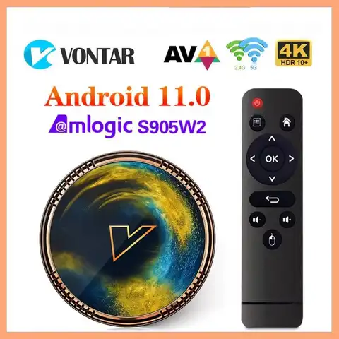 VONTAR X2 Smart TV Box Android 11 Amlogic S905W2 Media Player Android 11.0 4G 64G Set Top BOX 4K 60fps AV1 2.4&5G Wifi BT 2G16G