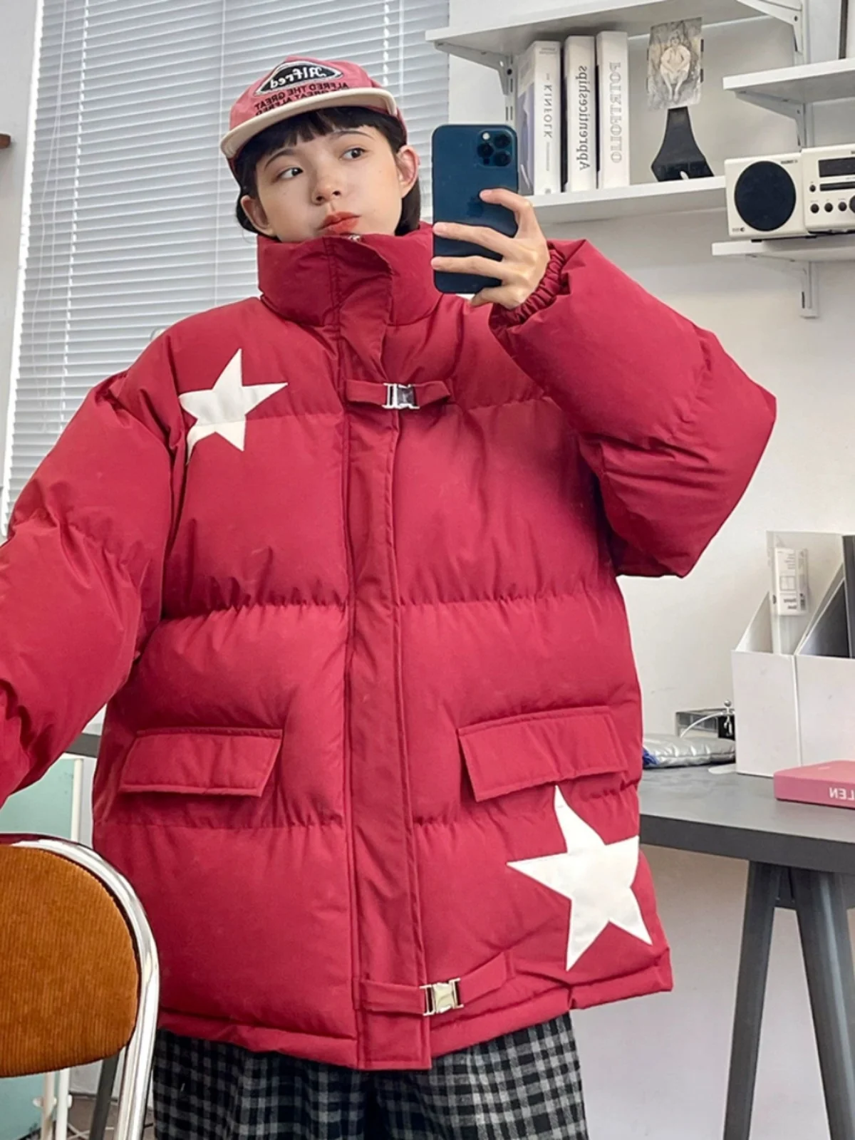 

Star Standing Collar Cotton Jackets Women's 2023 Winter New Loose bf Street Thickened Coats