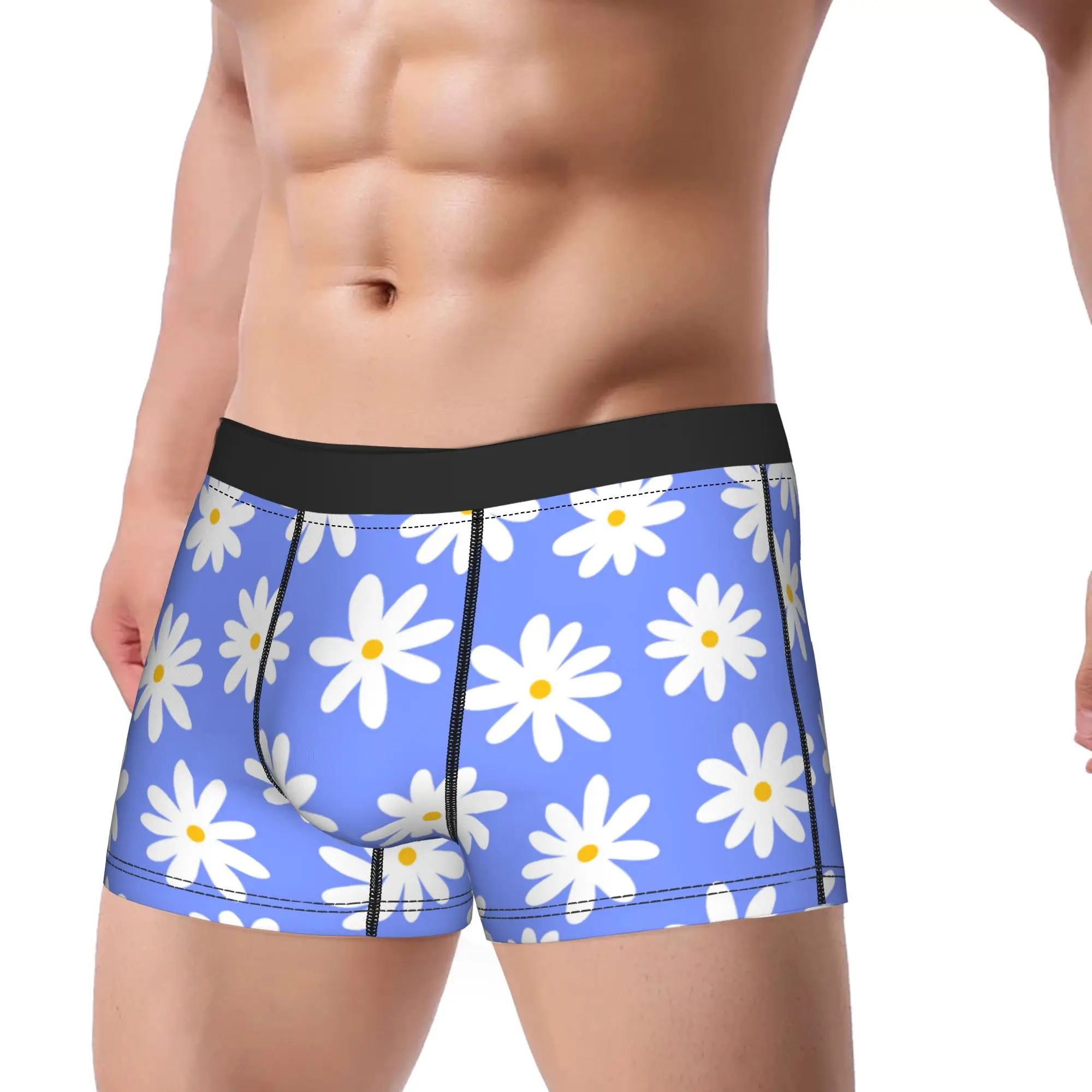 

Daisy Flower Pattern Underwear Print Trunk High Quality Men's Underpants Sexy Soft Shorts Briefs Gift Idea