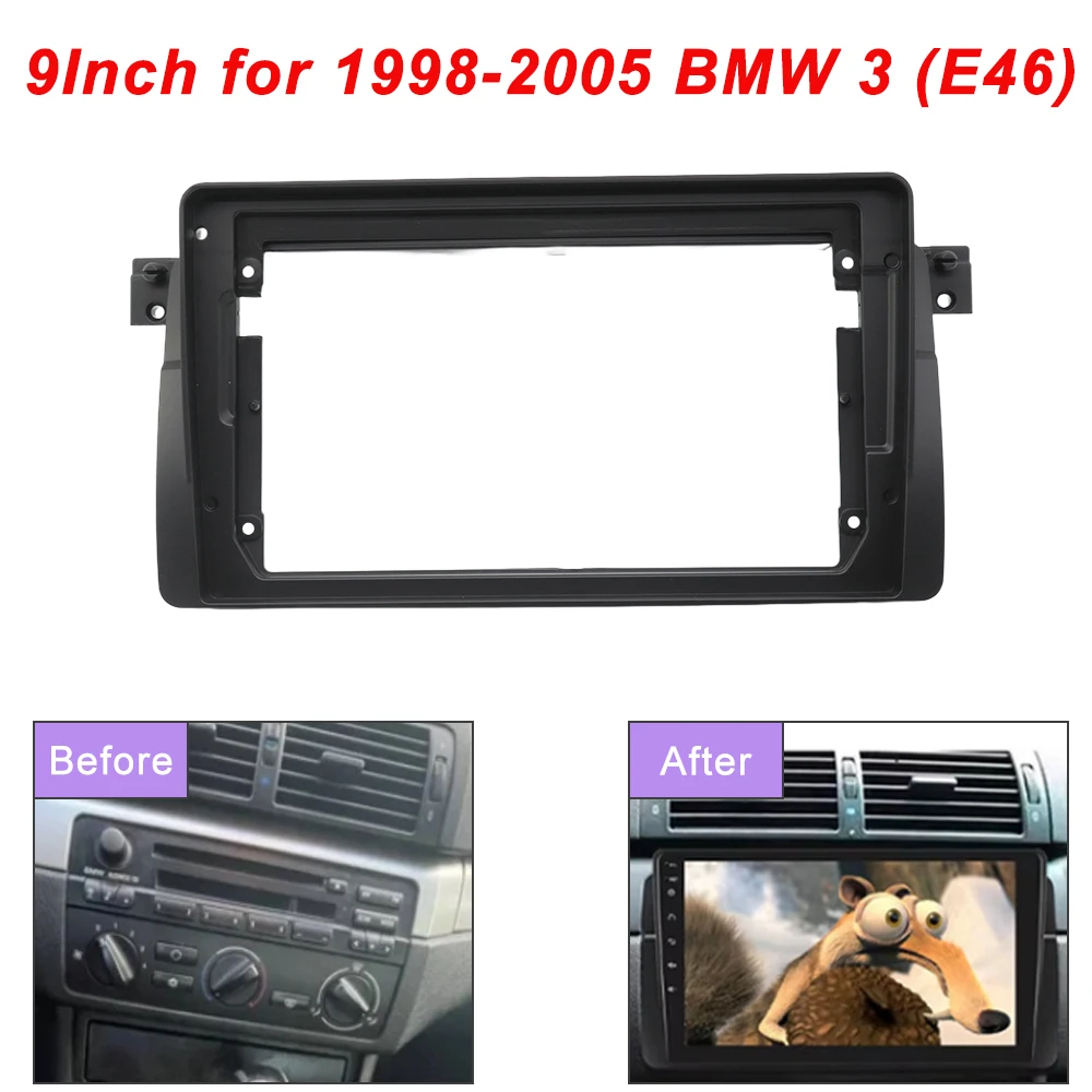 

9-дюймовый автомобильный радиоприемник, подходит для Android-плеера, рамка-адаптер, крышка стерео панели, крепление на приборную панель, рамка для BMW 3 1998-2005 гг. (E46)