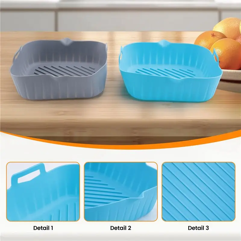 NEW HOT In Stock-2 Pcs Large Air Fryer Silicone Liner Pot Reusable Air Fryer Basket Heat Resistant Non-Stick Multi-Function Barb