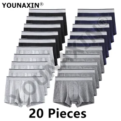 YOUNAXIN 20 Pieces Men Underwear Big Size Boxers Shorts Undies Breathable Solid Color Underpants Wholesale L XL 2XL 3XL 4XL 5XL