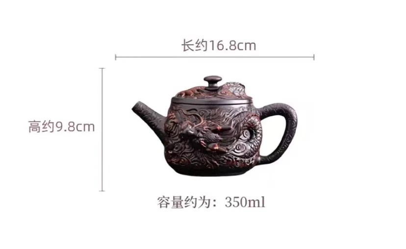 Old Chinese Handicraft Enameled YiXing Zisha (red stoneware) Teapot,Dragon teapot,with mark, Free shipping