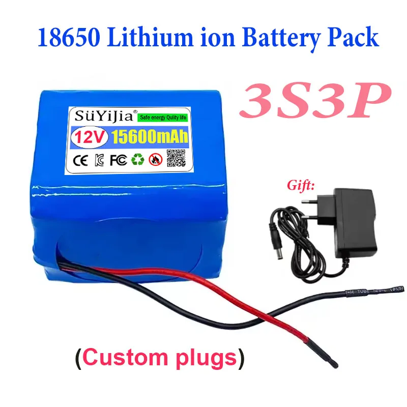 

3S3P 12V 15600mAh 18650 Large Capacity Lithium-ion Rechargeable Battery Pack, Built-in Intelligent BMS DC12.6V 1A Charger