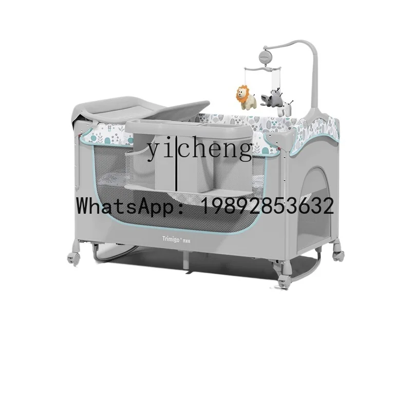 AG  Foldable Baby Bed Mobile Splicing Babies' with Diaper-Changing Table Newborn Bassinet