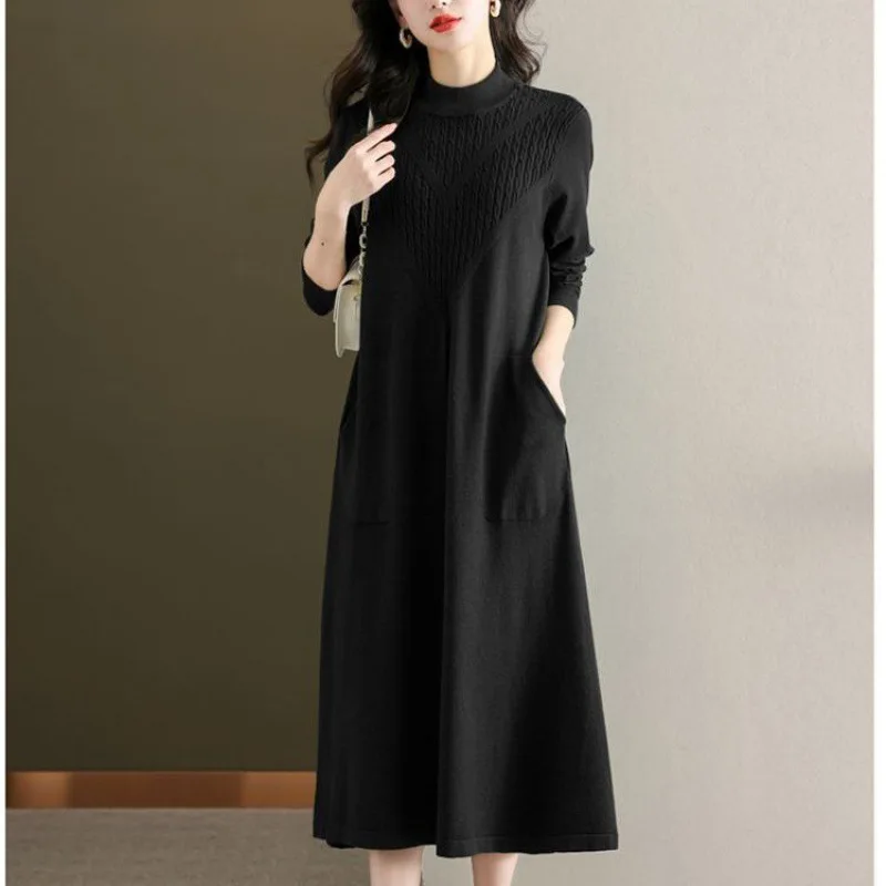 

Knee Length Pullovers For Woman Sweaters Jumpers Women Fashion Turtlenecks Relaxed Fit Club Female Western Style Solid Mesh Soft