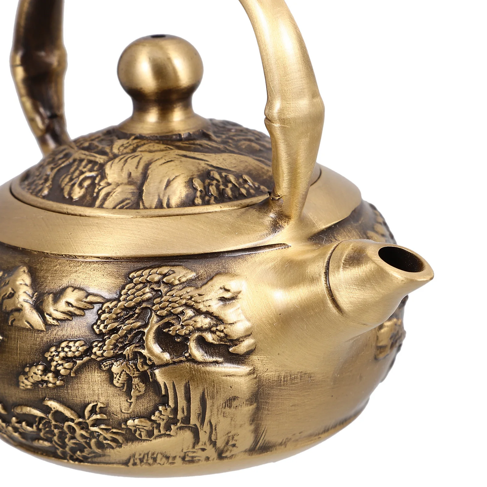 

Retro Mini Teapot Copper Finish Decorative Home Art Piece for Room Office Desk Interior Design Decoration Accessory