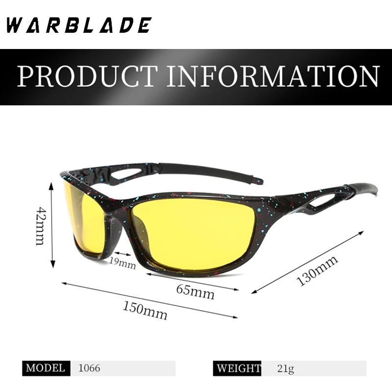 New Polarized Night Vision Sunglasses Men Glasses Wrapped Around Spot UV Protection Sport Driving Riding Fishing Outdoor Goggles