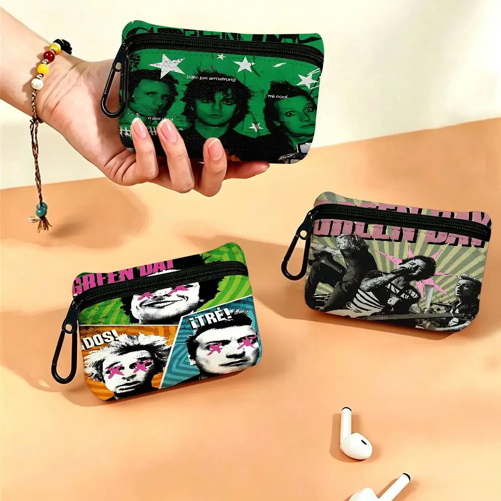 Green Day - Music Rock Band Daily Carry Oxford Fabric Small Coin Purse Multi-use Storage Pouch For Keys Cards Coins