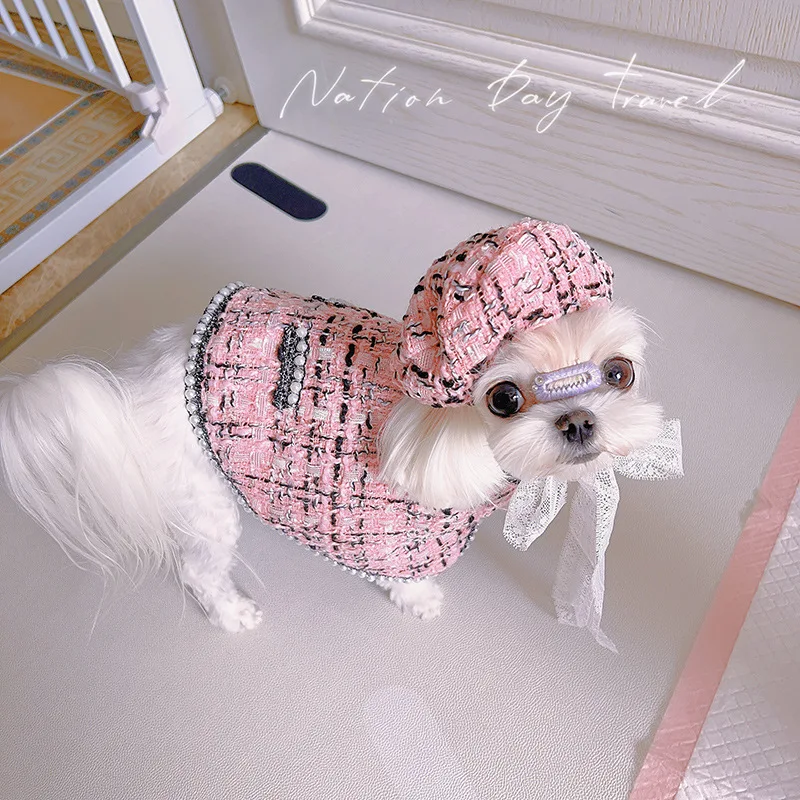 New Winter Pet Cloak Cute Dog Shawl Hat Set Maltese Cat Dog Clothes Christmas Gift Luxury Design Dog Clothes Birthday Present