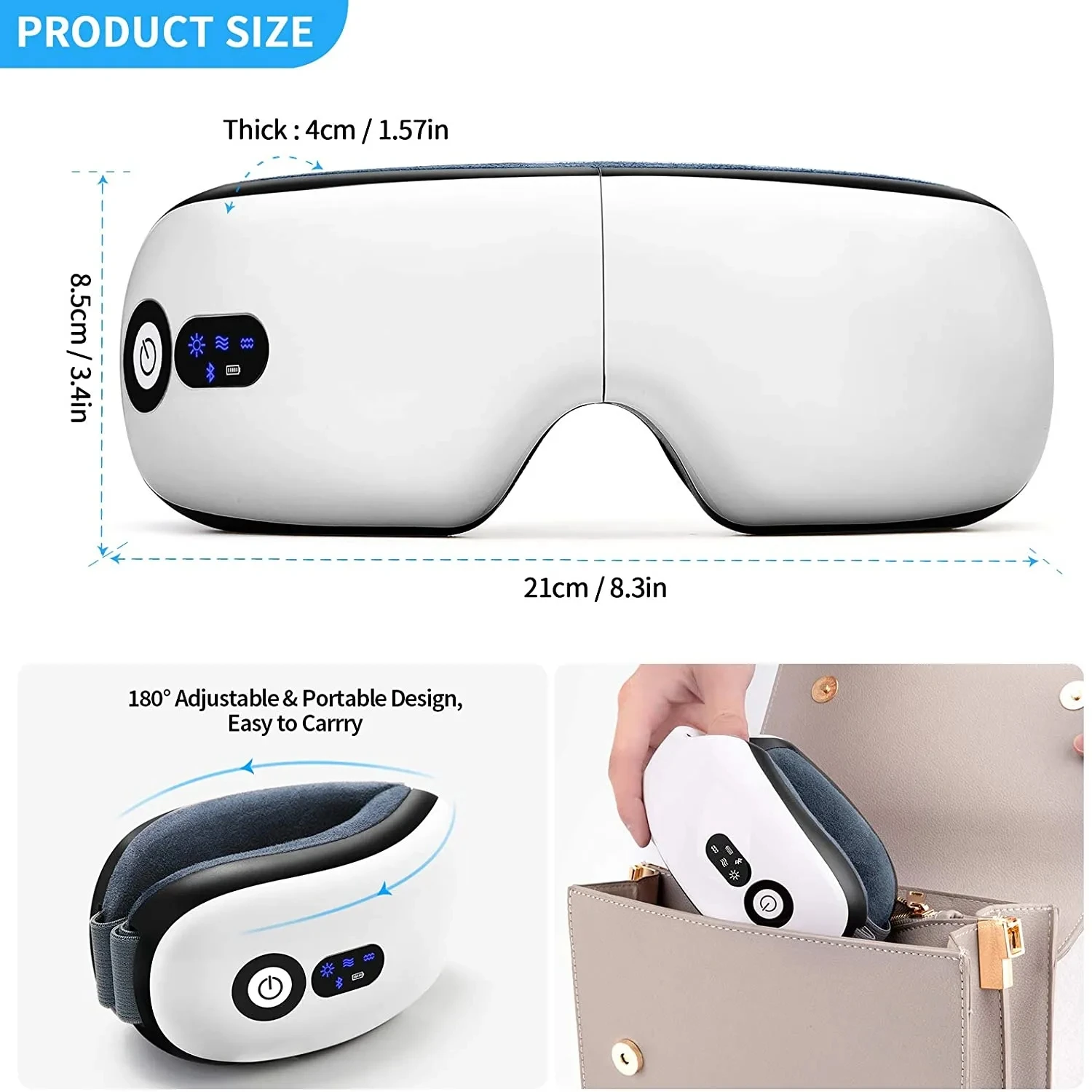 Eye Massager Smart Airbag Vibration Eye Care Instrument Hot Compress Bluetooth Eye Massage Glasses Fatigue Pouch & Wrinkle