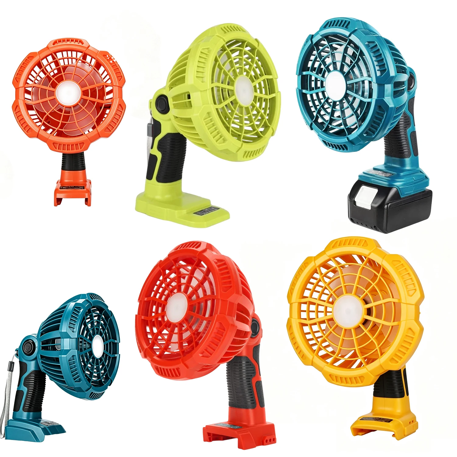 18V Portable Fan with Remote and LED Light and USB-A Charging port for Makita/Dewalt/Bosch/Milwaukee/Black Decker/Ryobi