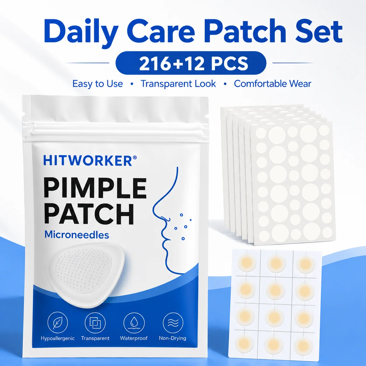 228 Parches Hidrocoloides para el Acné por Caja, Sin Alcohol, Suaves, No Irritantes, Adhesivos para Cubrir Imperfecciones y Granos