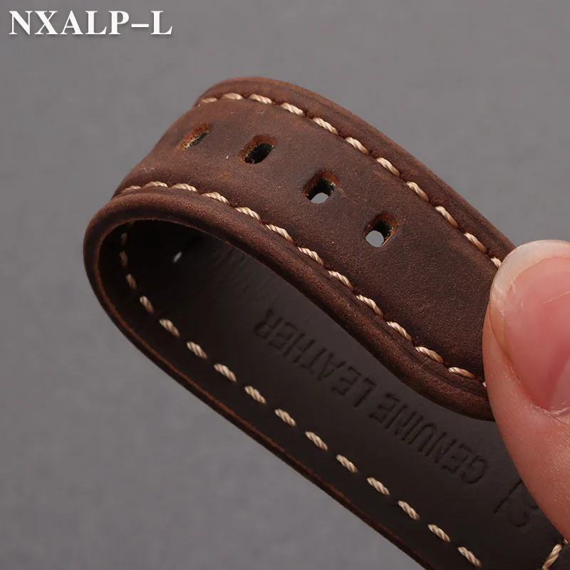 Vintage Genuine Calfskin Leather Watch Band 20mm 22mm 24mm 26mm Handmade Stitching Cowhide Strap for Panerai for Seiko Wristband