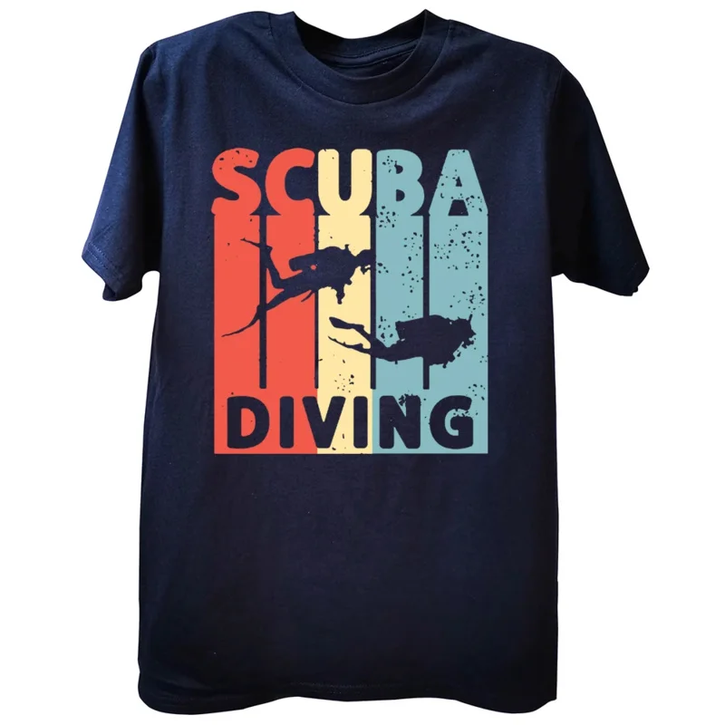 Summer Top Tees Scuba Dive Diver Vintage Retro Cool T Shirts Men O-neck Short Sleeve Shirts Classic Men's Cotton T-Shirt