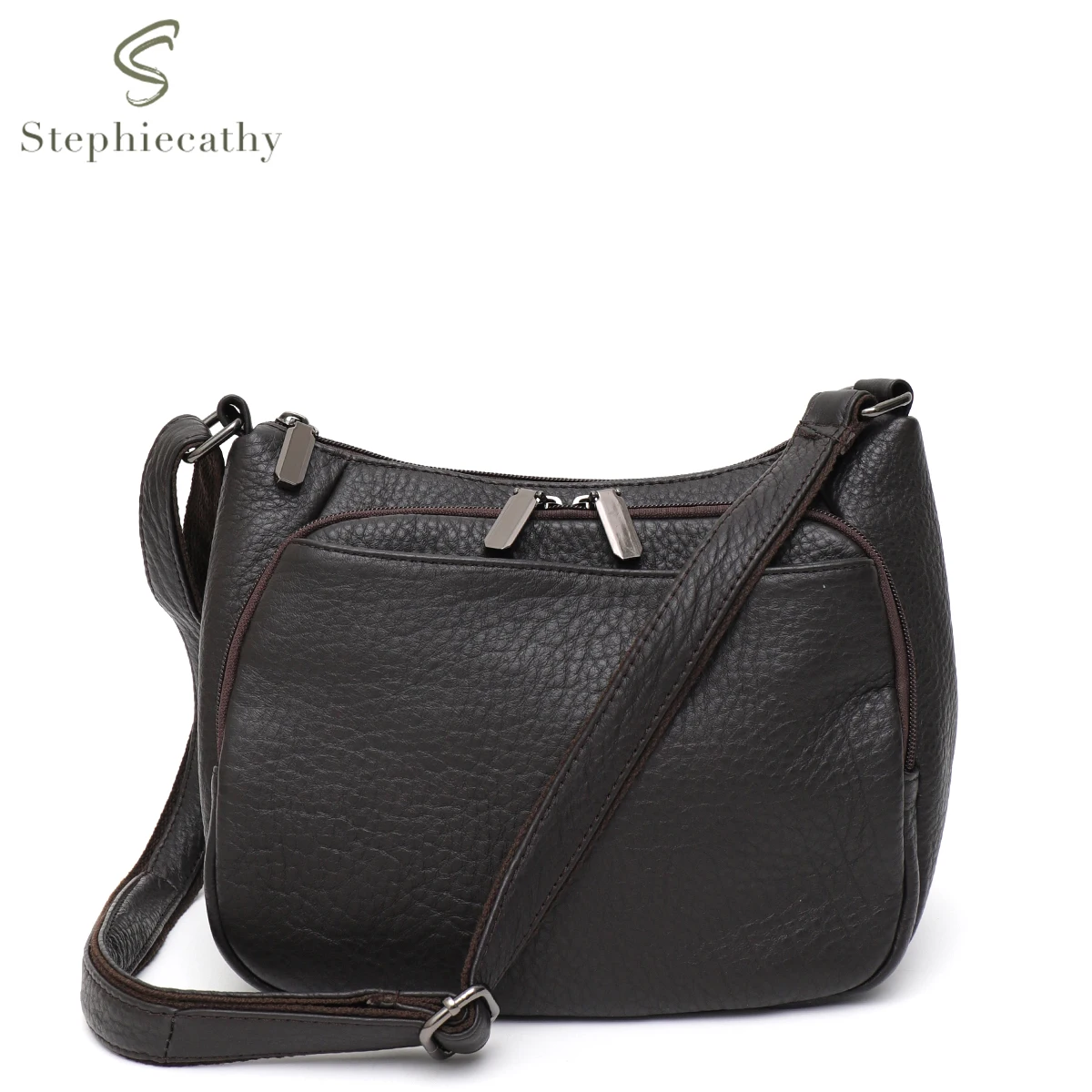 SC Soft Genuine Cowhide Leather Shoulder Handbags Women Multi Pockets Functional Cross body Satchel Bag Casual Daily All Season