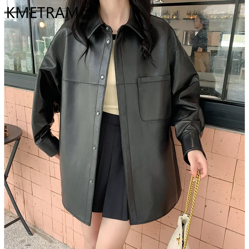 Hochwertige echte Lederjacke Frauen Herbst Winter neue lässige lose High-End echte Schaffell Mantel Roupas Femininas