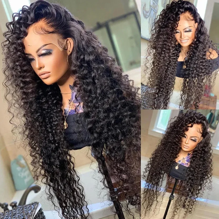 Wig Frontal HD transparan gelombang dalam 13x 4/13x6 Wig rambut manusia renda depan keriting untuk wanita Wig penutup air basah dan bergelombang