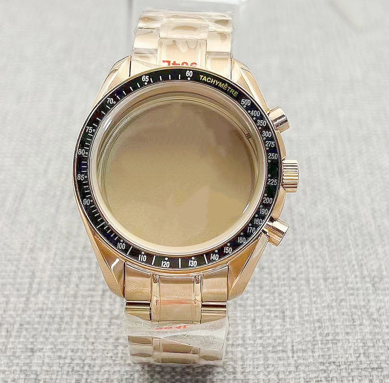 39.8mm VK63 Men's Chronograph Bezel Watch Case Coated Glass Stainless Steel Bracelet Suitable For VK63 VK64 Quartz Movement 5ATM
