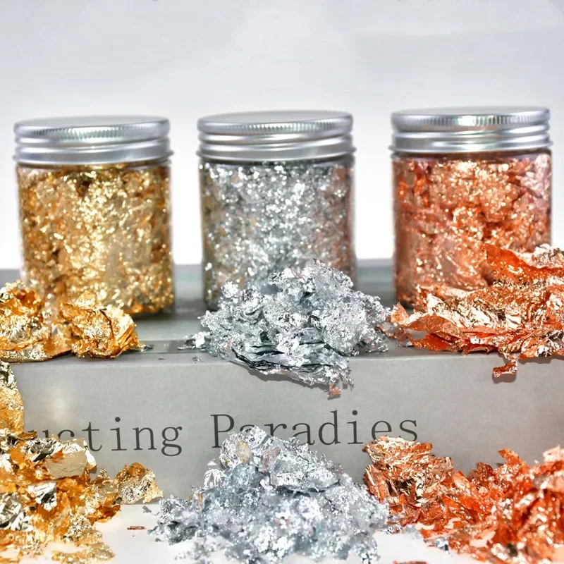 New 3g Imitation Gold Sliver Copper Foil Sequins Glitters Craft Leaf Flake Sheets Bulk Foil Paper For Gilding DIY Nail Art Decor