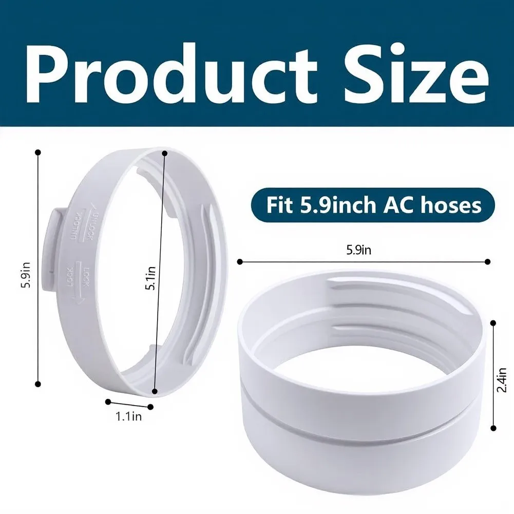 5.9 inch Round For Air Conditioner Hose Connector Set Includes Extension Tube and Fitting for Portable AC Units White ABS