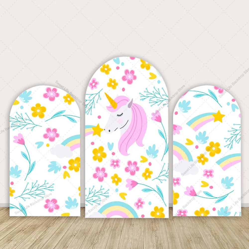 

Rainbow Flora Unicorn Arch Backdrop Cover Birthday Party Baby Kid Birthday Party Arch Backdrop Decor